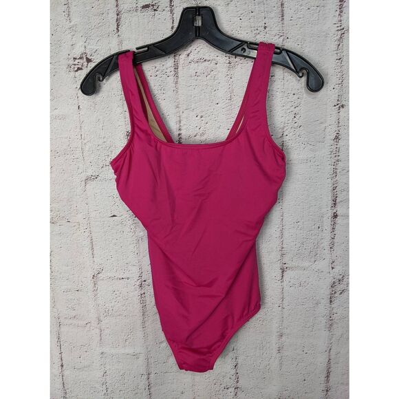 Lands' End Women's One-Piece Magenta Size 8 Swimsuit Padded Shelf Bra Summer NWO - Picture 1 of 5